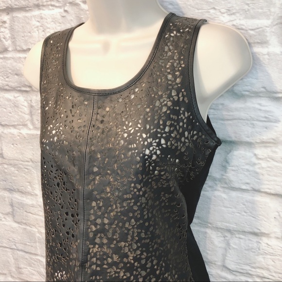 Bagatelle Black Leather Laser Cutout Tank Top XS - Picture 5 of 13